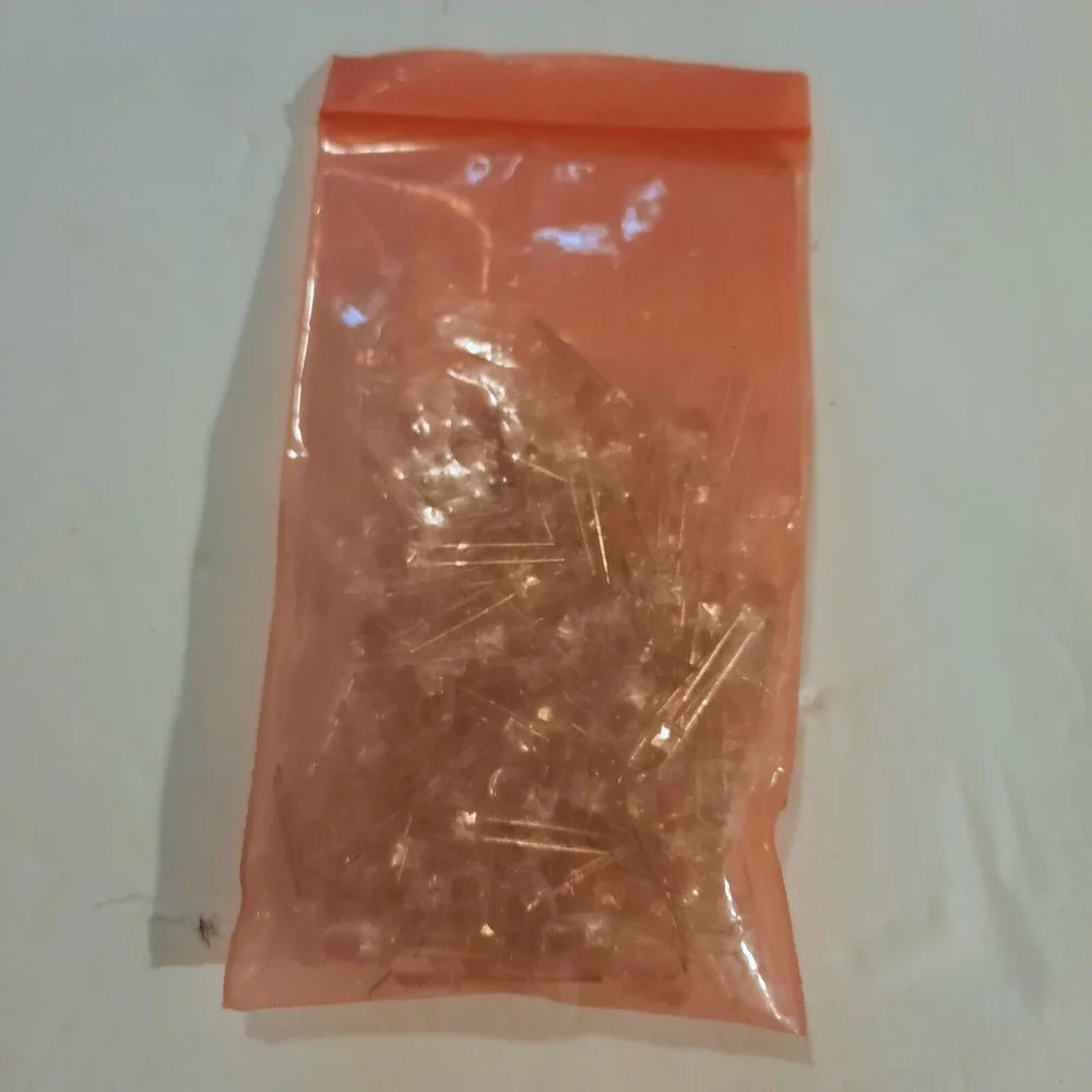 100pcs 5mm White Lights LED Diodes Clear Round Lens 29mm Long Lead (DC 3V)